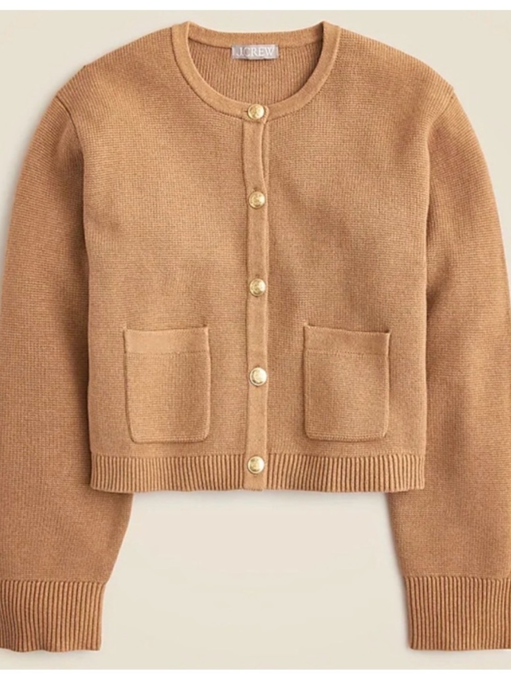 J. Crew Camel Emilie Patch Pocket sweater Lady Jacket